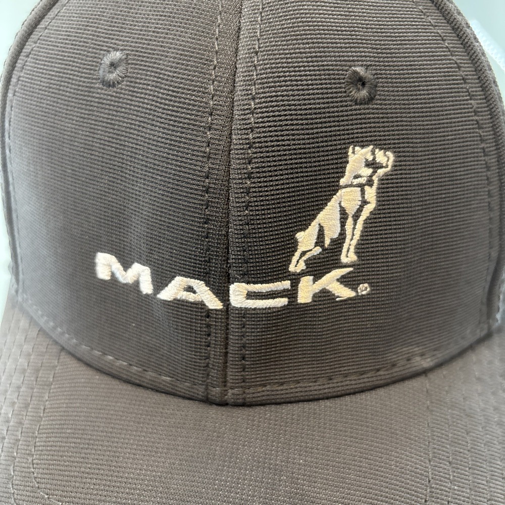 MACK Bulldog Otto Truck Hat Cap Embroidered Mesh Dk Grey with Dog Adjustable